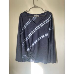 Absolutely Famous Womens Size Large Blue Long Sleeve Top